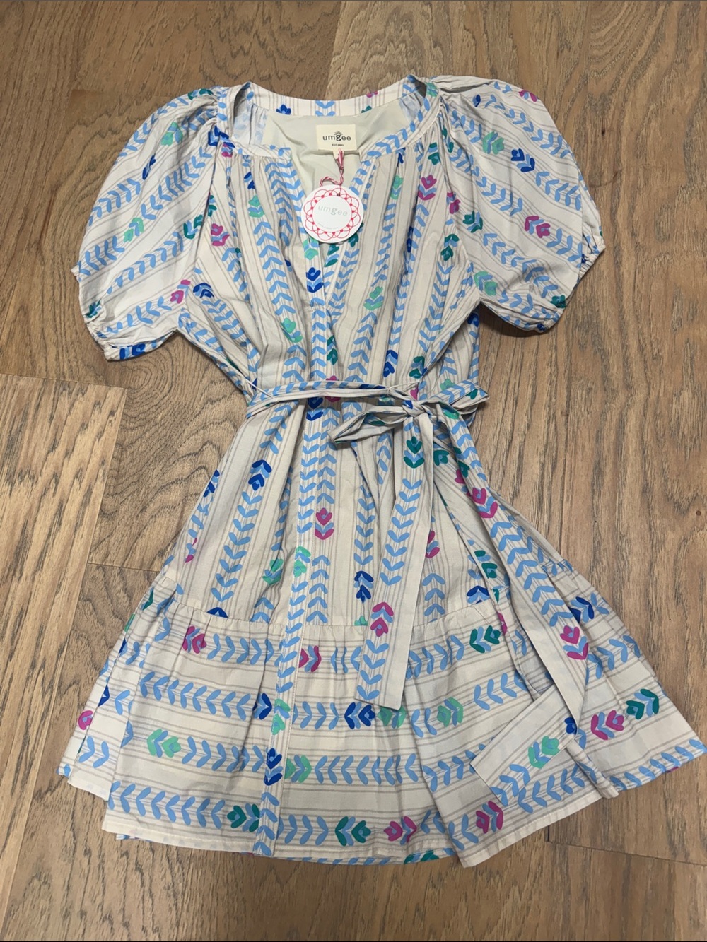 NWT Umgee Light Blue Striped Floral Belted Dress 👗